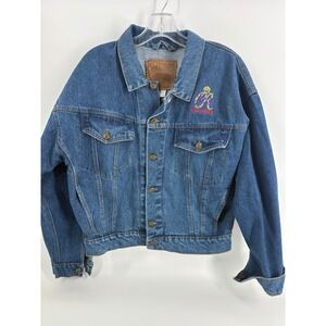 Vintage MV Sport Crown Royal Denim Jacket Women Blue Embroidered Special Reserve